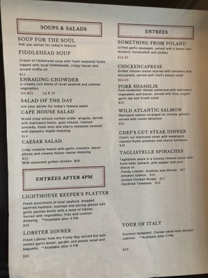 Menu photo 8 Cape House Restaurant Waterside, NB