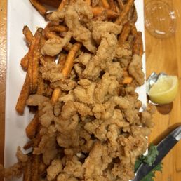 The best fried clam strips with sweet potato fries. Onion rings are very good as well! The best fried clam strips with sweet potato fries. Onion rings are very good as well!