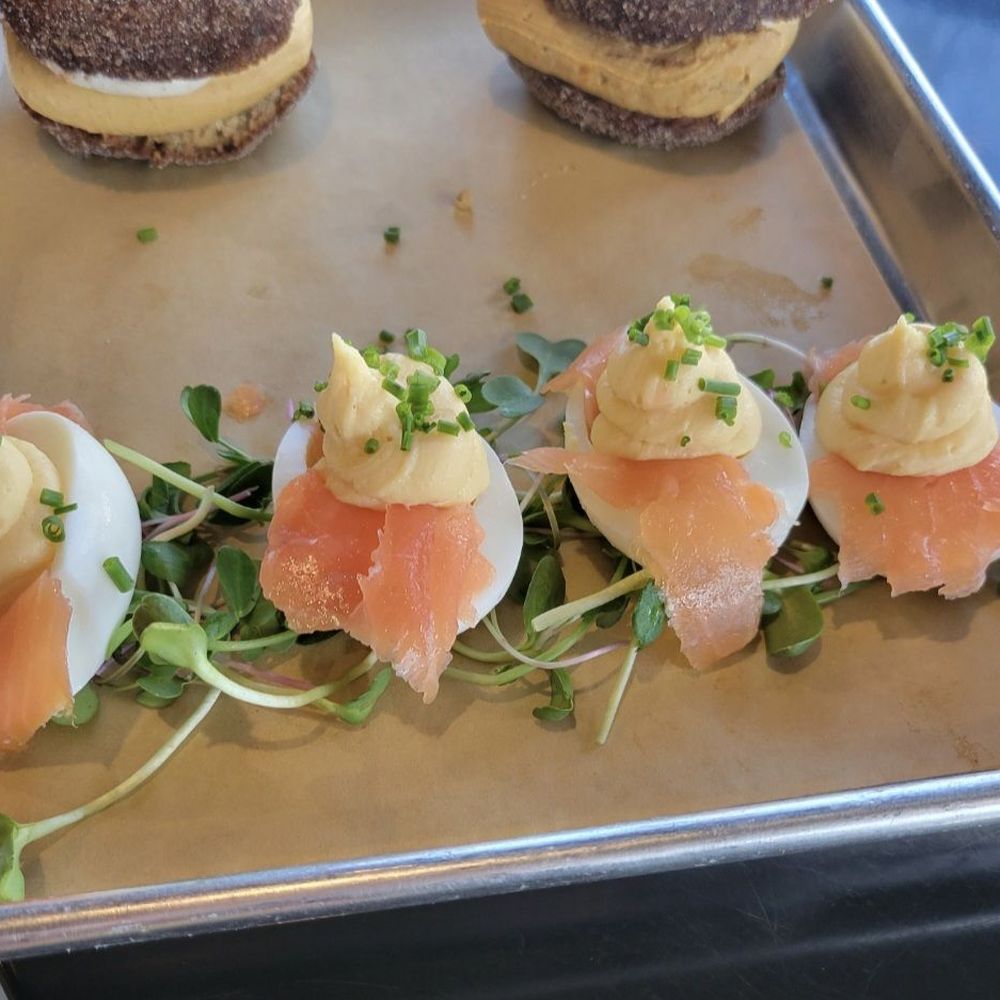 Dragon's Head Cider Uptown - Salmon Deviled Eggs - Cideries Near Me - Vashon, Washington Dragon's Head Cider Uptown - Salmon Deviled Eggs - Cideries Near Me - Vashon, Washington
