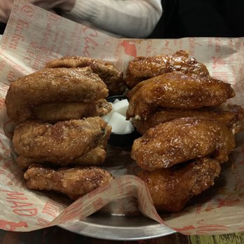 Mad For Chicken Flushing - Soy garlic(left) and spicy(right) chicken wings - Korean Near Me - Flushing, New York Mad For Chicken Flushing - Soy garlic(left) and spicy(right) chicken wings - Korean Near Me - Flushing, New York