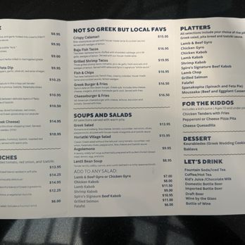 Spiro's Mediterranean Cuisine - Menu - Mediterranean Near Me - Coronado, California