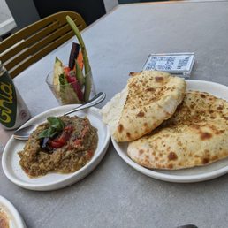 Roasted eggplant with add-on pita