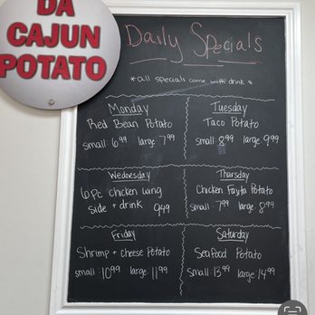Cajun Potato Kitchen - Menu Daily Specials posted on 2/18/2022 - Cajun/Creole Near Me - Thibodaux, Louisiana Cajun Potato Kitchen - Menu Daily Specials posted on 2/18/2022 - Cajun/Creole Near Me - Thibodaux, Louisiana