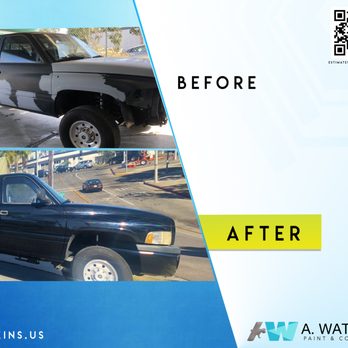 A Watkins Collision - 1998 Dodge Ram Repaired rust on tailgate Fixed minor dents and scratches Complete paint job. Get a quick free estimate - Body Shops Near Me - Costa Mesa, California A Watkins Collision - 1998 Dodge Ram Repaired rust on tailgate Fixed minor dents and scratches Complete paint job. Get a quick free estimate - Body Shops Near Me - Costa Mesa, California