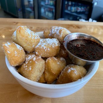 The Maple Table - Homemade Doughnuts with Raspberry Vodka sauce. - Salad Near Me - Racine, Wisconsin The Maple Table - Homemade Doughnuts with Raspberry Vodka sauce. - Salad Near Me - Racine, Wisconsin