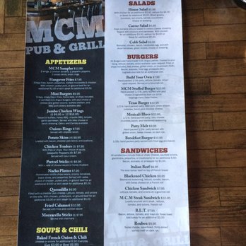 MCM Pub and Eatery - Menu side 1 - Pubs Near Me - Chicago, Illinois
