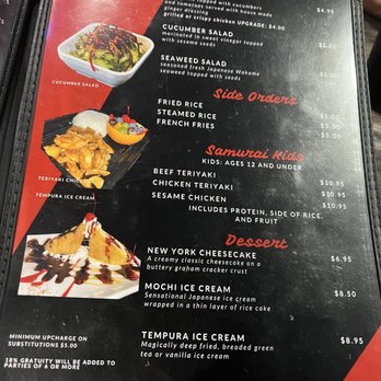 Samurai Sushi - Samurai Kids and Dessert Menu - Sushi Bars Near Me - Hanford, California