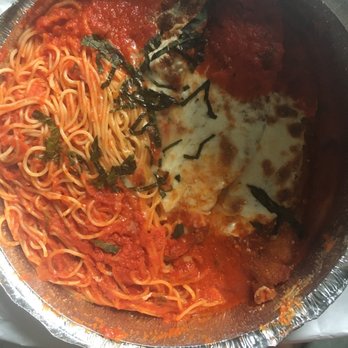 Graziella's - Chicken Cutlet Parmigiana with angel hair pasta - Italian Near Me - Brooklyn, New York Graziella's - Chicken Cutlet Parmigiana with angel hair pasta - Italian Near Me - Brooklyn, New York