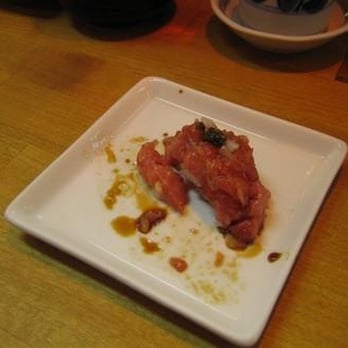 Go's Mart - kawagishi toro with caviar, gold flakes, truffle oil, and onions - Sushi Bars Near Me - Canoga Park, California Go's Mart - kawagishi toro with caviar, gold flakes, truffle oil, and onions - Sushi Bars Near Me - Canoga Park, California