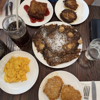 Breakfast by Salt’s Cure - Hashbrown, chicken and beans sausage, scrambled eggs, OG pancakes - Breakfast & Brunch Near Me - Brooklyn, New York Breakfast by Salt’s Cure - Hashbrown, chicken and beans sausage, scrambled eggs, OG pancakes - Breakfast & Brunch Near Me - Brooklyn, New York
