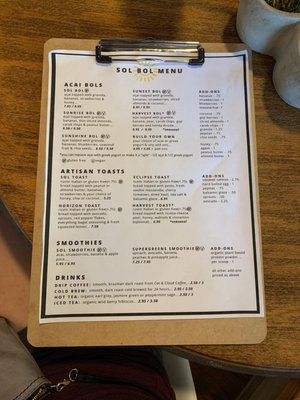 Menu photo 7 Sol Bol Acai Visalia, CA