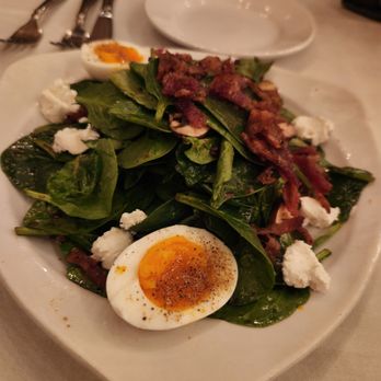 The Derby - Warm spinach salad with bacon and goat cheese - Steakhouses Near Me - Arcadia, California The Derby - Warm spinach salad with bacon and goat cheese - Steakhouses Near Me - Arcadia, California