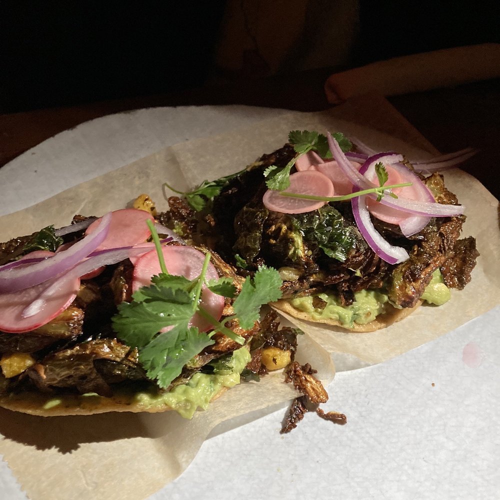Seeyamañana - Charred brussel sprout tostada - Mexican Near Me - New York, New York Seeyamañana - Charred brussel sprout tostada - Mexican Near Me - New York, New York