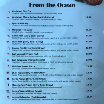 Anjappar Chettinad Restaurants - Menu - From the Ocean - Indian Near Me - Mississauga, Ontario