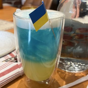 Ruta Ukrainian Restaurant - Patriot: Ukrainian horilka (rye liquor), Blue curaçao, coconut rum, and pineapple juice. Yum! - Ukrainian Near Me - Washington, DC, District of Columbia Ruta Ukrainian Restaurant - Patriot: Ukrainian horilka (rye liquor), Blue curaçao, coconut rum, and pineapple juice. Yum! - Ukrainian Near Me - Washington, DC, District of Columbia