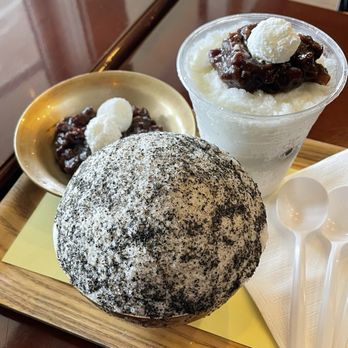Okrumong - Black sesame bingsoo -- super fine, snow-like ice with a rich, slightly sweet flavor. - Desserts Near Me - Torrance, California