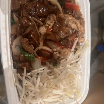 Lers Ros - Pad See Ew with half a box of sprouts as filler. Very small portion for $20. - Thai Near Me - San Francisco, California Lers Ros - Pad See Ew with half a box of sprouts as filler. Very small portion for $20. - Thai Near Me - San Francisco, California