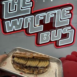 The Waffle Bus - Nutella banana waffle sandwich + indoor signage
