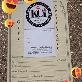 Karen's Creative Illusions - Give the perfect gift for any occasion...Karen's Creative Illusions Gift Certificate - Waxing Near Me - Los Angeles, California Karen's Creative Illusions - Give the perfect gift for any occasion...Karen's Creative Illusions Gift Certificate - Waxing Near Me - Los Angeles, California