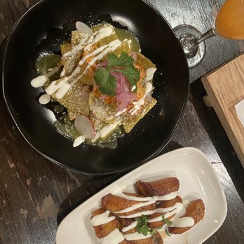 Maya - Chicken Chilaquiles and Sweet Plantains - Mexican Near Me - New York, New York Maya - Chicken Chilaquiles and Sweet Plantains - Mexican Near Me - New York, New York