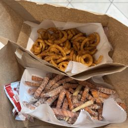 Curly fries and Sweet Potato Fries Curly fries and Sweet Potato Fries