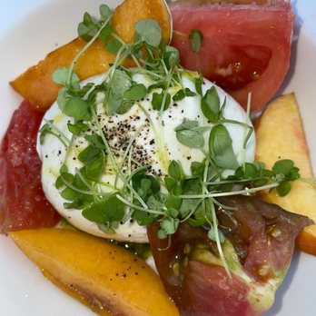 Moby's - Burrata with Peaches & Tomatoes - Italian Near Me - East Hampton, New York