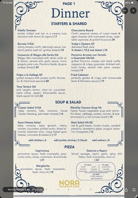 Menu photo 1 Nora Restaurant Chicago, IL Menu photo 1 Nora Restaurant Chicago, IL