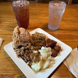 Judy Boone’s - Sweet Tea and Water , Fried Chicken , Pulled Pork , Chicken Bog , Chicken & Dumplings , Hush Puppies