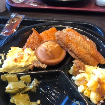 Pannie-George’s - Catfish, macaroni,  potato salad, candy yam and the string beans - Southern Near Me - Montgomery, Alabama