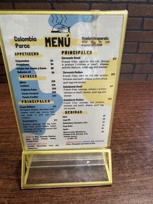 Menu photo 2 Colombia Parce Los Angeles, CA