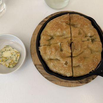 Bl00m - Focaccia with delicious miso, corn, scallion butter - Pasta Shops Near Me - Santa Ana, California