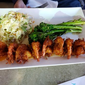 Tommy Bahama - Cocunut prawns, broccoli raab, Cole slaw - Seafood Near Me - Plano, Texas