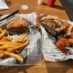Lyle & Paulines L & M Grill - 1/4 pound Onion Cheddar and 1/2 pound Patty Melt