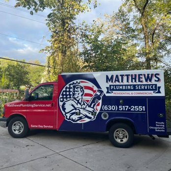 Matthews Plumbing Service - truck parked in driveway - Plumbing Near Me - Bartlett, Illinois Matthews Plumbing Service - truck parked in driveway - Plumbing Near Me - Bartlett, Illinois