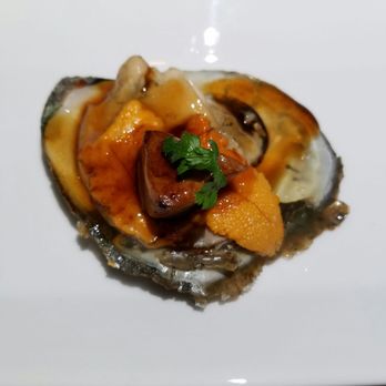 Morimoto - Get this appetizer!! Close up of the oyster with uni and foie gras on top. - Japanese Near Me - Las Vegas, Nevada Morimoto - Get this appetizer!! Close up of the oyster with uni and foie gras on top. - Japanese Near Me - Las Vegas, Nevada
