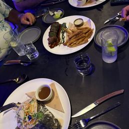 12 once steak and Black Code fish.