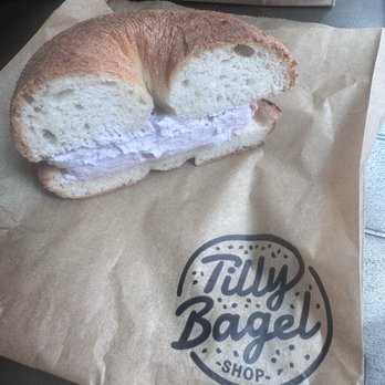 Tilly Bagel Shop - Gluten free bagel with blueberry cream cheese - Coffee & Tea Near Me - Chicago, Illinois