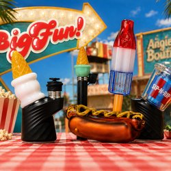 BigFun glass Puffco Peak tops and Puffco Pivot tops at Angies Boutique -- collectible glass attachments for Puffco Peak and Pivot.
