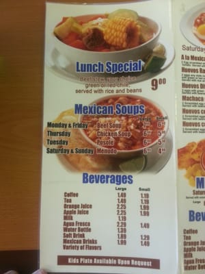 Menu photo 1 Servicio Azteca Clovis, NM