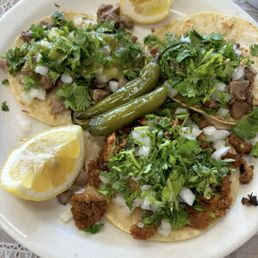 Taco chico carne asada and al pastor Taco chico carne asada and al pastor