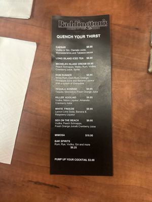 Menu photo 5 Paddington's Pump Toronto, ON