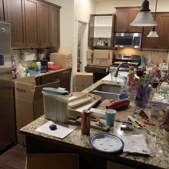O'Neill Transfer & Storage - Disaster of a kitchen, cupboards and drawers left open, breakables all over, in a house full of kids. - Movers Near Me - Portland, Oregon O'Neill Transfer & Storage - Disaster of a kitchen, cupboards and drawers left open, breakables all over, in a house full of kids. - Movers Near Me - Portland, Oregon
