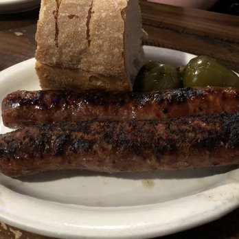 Santarpio's Pizza - Sausages with Side of Bread and Peppers - Pizza Near Me - Boston, Massachusetts