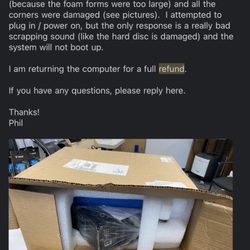 System Liquidation - Email & damaged product.