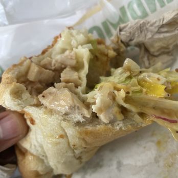 Subway - Grey, mold like, substance on the chicken from my Sweet Onion Chicken Teriyaki® sub. Avoid at all costs. - Fast Food Near Me - Youngsville, North Carolina Subway - Grey, mold like, substance on the chicken from my Sweet Onion Chicken Teriyaki® sub. Avoid at all costs. - Fast Food Near Me - Youngsville, North Carolina
