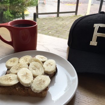 Upper Left Roasters - Pour over and wheat banana and hazelnut butter toast. - Coffee & Tea Near Me - Portland, Oregon