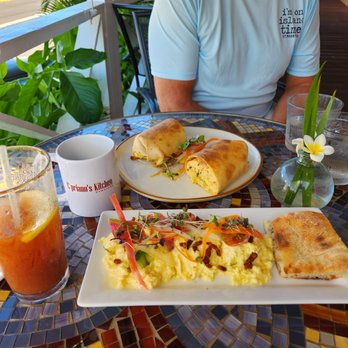 Cipriano's Kitchen - Breakfast burrito, scrambled eggs with bacon & foccacia, bloody mary - Italian Near Me - Waimea, Hawaii