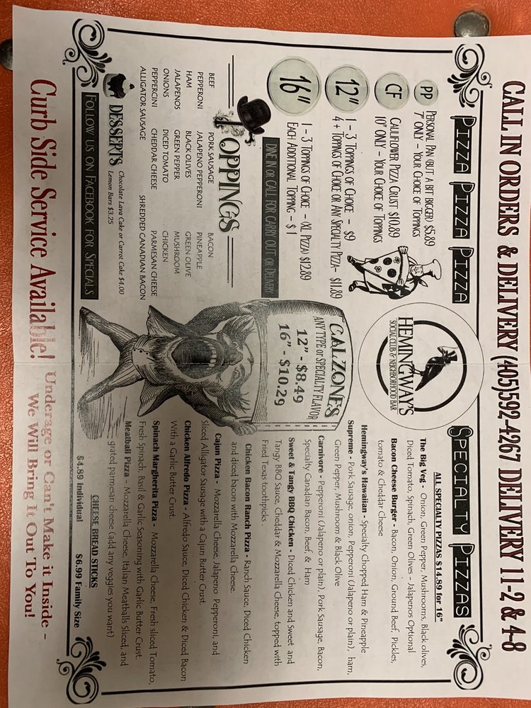 HEMINGWAY’S SOCIAL CLUB AND NEIGHBORHOOD BAR 120 South Echo St