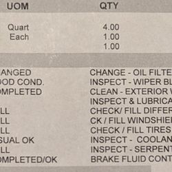 Jiffy Lube - Invoice from Jiffy Lube.