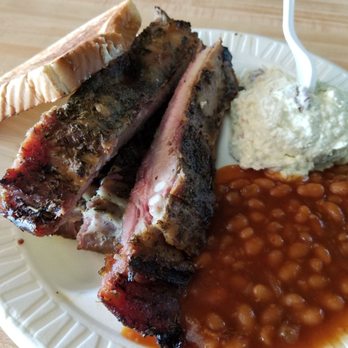 Pig Out - Rib plate with potato salad and beans - Barbeque Near Me - Dothan, Alabama Pig Out - Rib plate with potato salad and beans - Barbeque Near Me - Dothan, Alabama